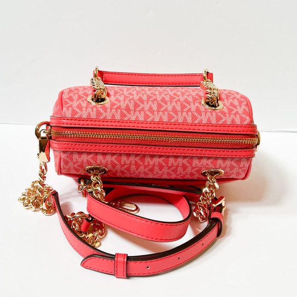 Michael Kors Blaire XS Duffle Satchel Shoulder Crossbody Bag MK Dahlia - Picture 14 of 15